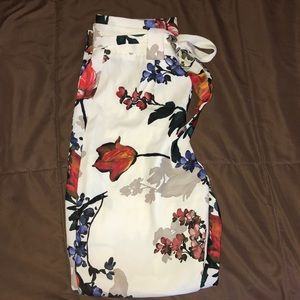 Express floral high waisted sash ankle pant